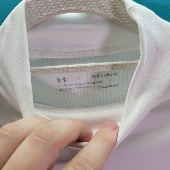 Under Armour Youth L White Long-Sleeve ColdGear Fitted Shirt - Picture 4 of 10